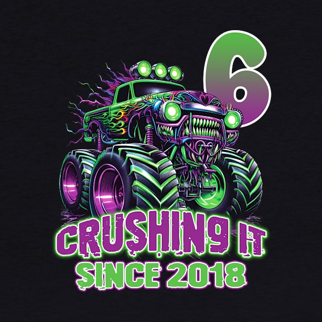 Monster Truck Birthday Tee 6th Birthday Boy Gift Awesome Since 2018 Tee Custom Monster Truck Tee by inksplashcreations